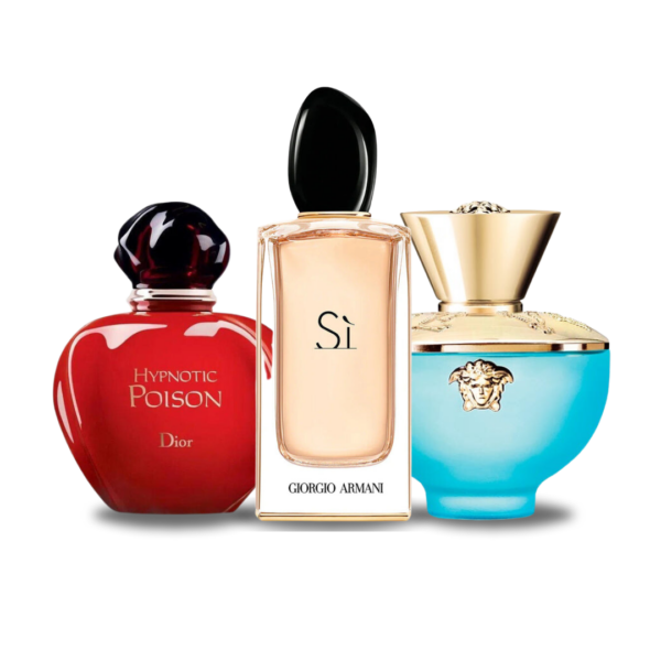 Pakje van 3 parfums: Dior HYPNOTIC POISON, Giorgio Armani SÌ, Versace DYLAN TURQUOISE (Eau de Parfum)